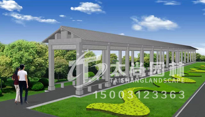 鸿运国际园林中式走廊